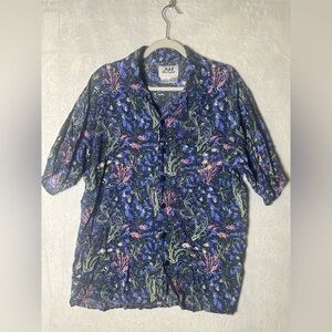 FLAX by Jeanne Englehart Button Up‎ Fish Shirt Short Sleeve size small